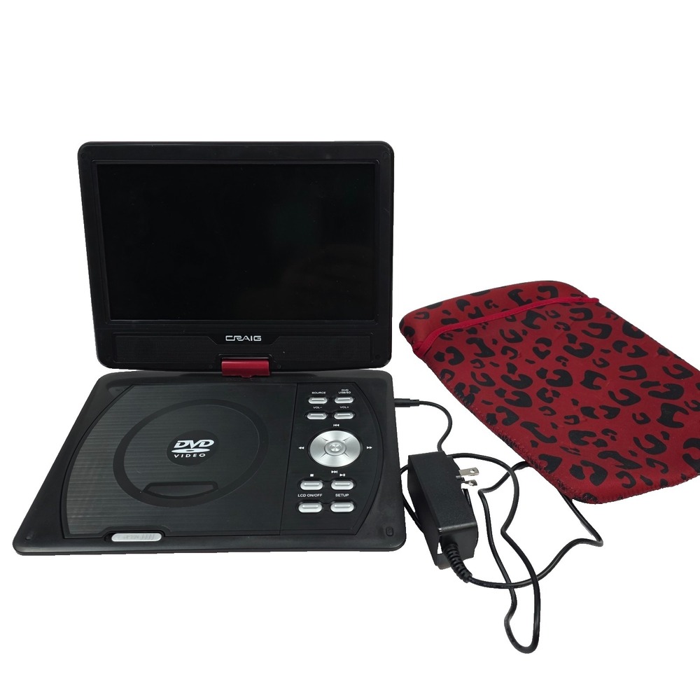 Craig 10 Inch Portable DVD/ CD Player Model #CTFT751tk Swivel Screen Red Tested